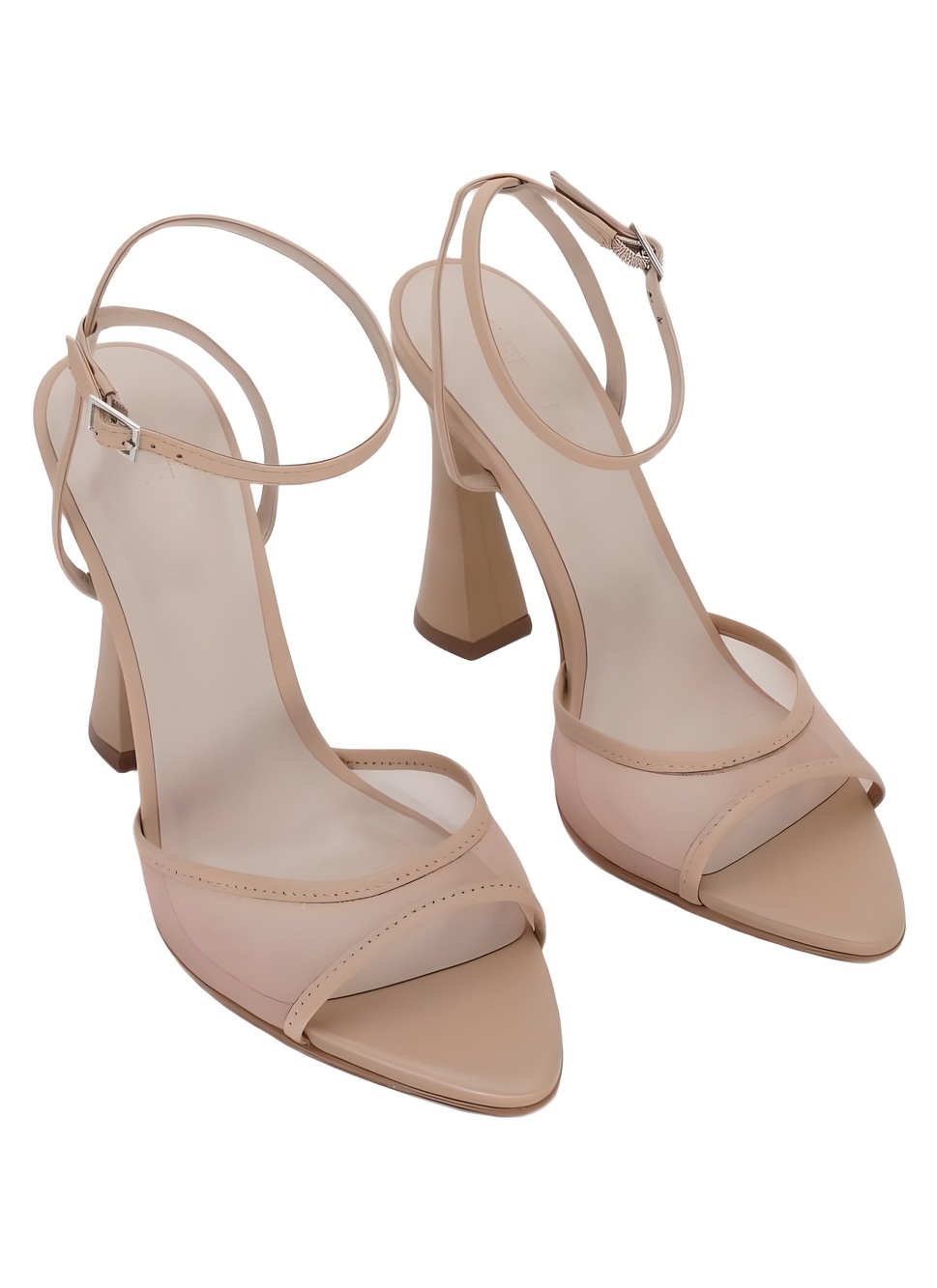 Steve Madden Beki Natural Mesh Two-Piece Flare Heel Sandals Size 8M